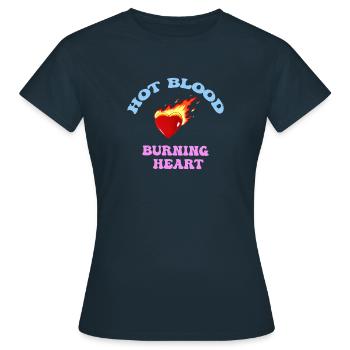 Burning heart - Women's T-Shirt - navy - Front - AI Model Female 172 dark (172cm)