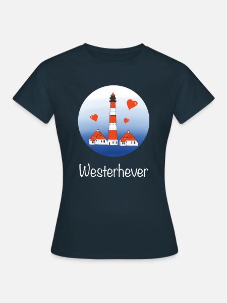 Leuchtturm Westerhever Liebe - Frauen T-Shirt - Navy
