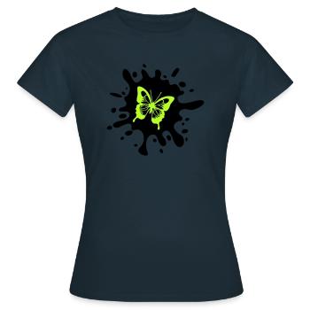 schmetterling farbklecks - Frauen T-Shirt - Navy - Vorne - AI Model Female 172 dark (172cm)