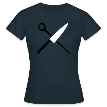 koch besteck - Frauen T-Shirt - Navy - Vorne - AI Model Female 172 dark (172cm)