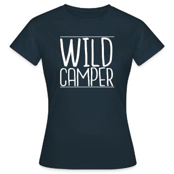 camping is in tents quote trailer trash present - Frauen T-Shirt - Navy - Vorne - AI Model Female 172 dark (172cm)