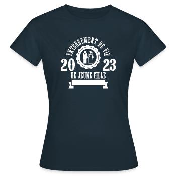 Hochzeit Braut JGA 2023 Junggesellinenabschied - Frauen T-Shirt - Navy - Vorne - AI Model Female 172 dark (172cm)