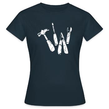 Outil Marteau Pince Clé Clé - T-shirt Femme - marine - Devant - AI Model Female 172 dark (172cm)