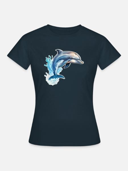 Delfin springend - Frauen T-Shirt - Navy