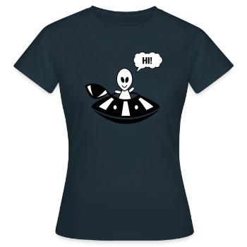 Alien ufo hi - Frauen T-Shirt - Navy - Vorne - AI Model Female 172 dark (172cm)