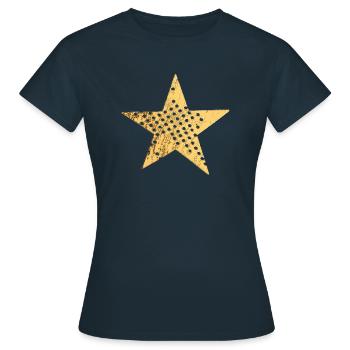 Star with holes (gold) - Women's T-Shirt - navy - Front - AI Model Female 172 dark (172cm)