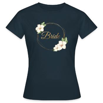 Team Bride Floral Circle Customizable - Women's T-Shirt - navy - Front - AI Model Female 172 dark (172cm)
