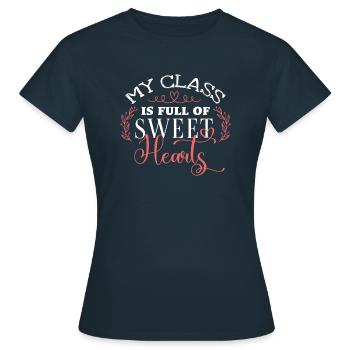 Teacher Valentine's Day Classroom Teaching - Women's T-Shirt - navy - Front - AI Model Female 172 dark (172cm)