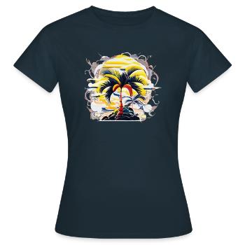 Palm on the Shore (Artwork Collection) - Women's T-Shirt - navy - Front - AI Model Female 172 dark (172cm)