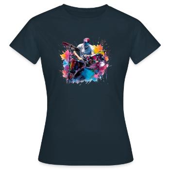 Schlagzeugspielen kann man lernen - Frauen T-Shirt - Navy - Vorne - AI Model Female 172 dark (172cm)