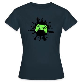 gamer gamepad klecks - Frauen T-Shirt - Navy - Vorne - AI Model Female 172 dark (172cm)