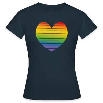 rainbow heart cut out LGBT lgbtqi queer - Women's T-Shirt - navy - Front - AI Model Female 172 dark (172cm)