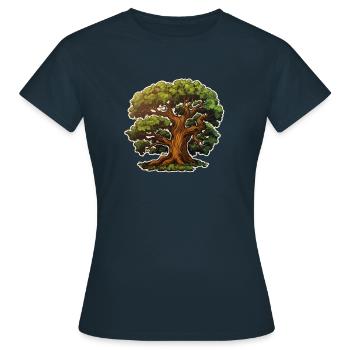 Eiche großer Baum - Frauen T-Shirt - Navy - Vorne - AI Model Female 172 dark (172cm)