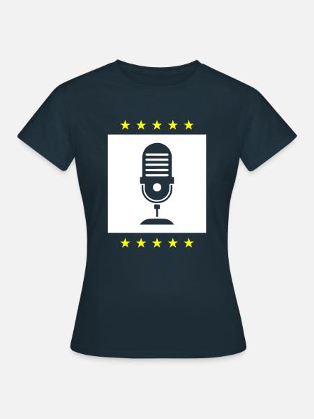 Podcast Logo Mikrofon - Frauen T-Shirt - Navy