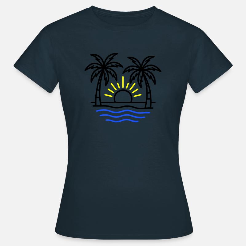 Summer Palm Trees Beach - Women's T-Shirt - navy