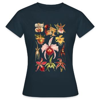 Orchideen - Frauen T-Shirt - Navy - Vorne - AI Model Female 172 dark (172cm)