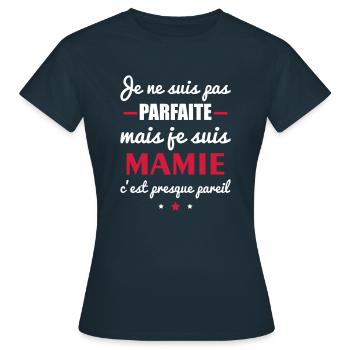 pas parfaite mamie - T-shirt Femme - marine - Devant - AI Model Female 172 dark (172cm)