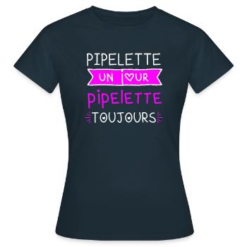 Pipelette un jour pipelette toujours provoque - T-shirt Femme - marine - Devant - AI Model Female 172 dark (172cm)