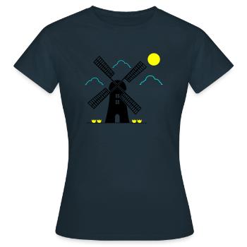 moulin à vent paysage - T-shirt Femme - marine - Devant - AI Model Female 172 dark (172cm)