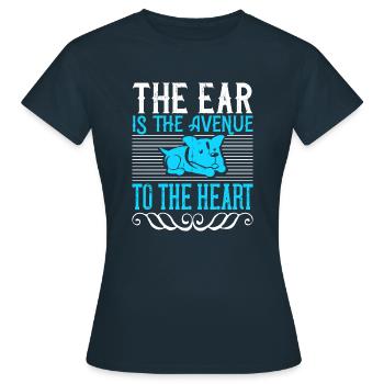 Das Ohr ist der Weg zum Herzen - Frauen T-Shirt - Navy - Vorne - AI Model Female 172 dark (172cm)