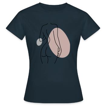 Abstraktes Design Rücken - Frauen T-Shirt - Navy - Vorne - AI Model Female 172 dark (172cm)
