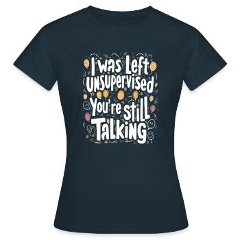 J’ai été laissé sans surveillance - T-shirt Femme - marine - Devant - AI Model Female 172 dark (172cm)