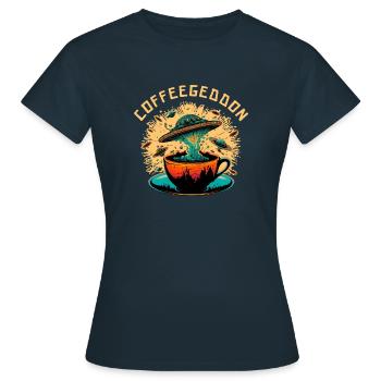 Coffeegeddon - Frauen T-Shirt - Navy - Vorne - AI Model Female 172 dark (172cm)