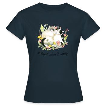 Tierschutz Katzen - Frauen T-Shirt - Navy - Vorne - AI Model Female 172 dark (172cm)