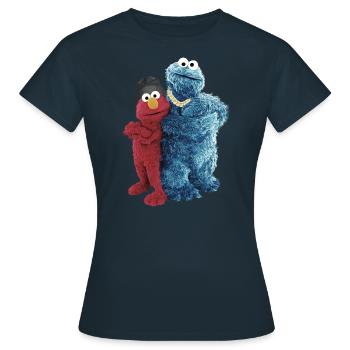 Sesame Street Gangster Pose Cookie Monster Elmo - Women's T-Shirt - navy - Front - AI Model Female 172 dark (172cm)