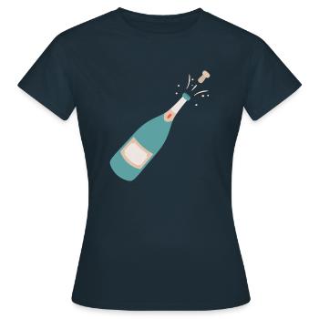 Champangner Flasche - Frauen T-Shirt - Navy - Vorne - AI Model Female 172 dark (172cm)