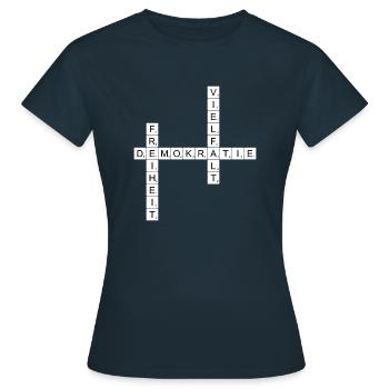 Leg' Dir die Demokratie! - Frauen T-Shirt - Navy - Vorne - AI Model Female 172 dark (172cm)
