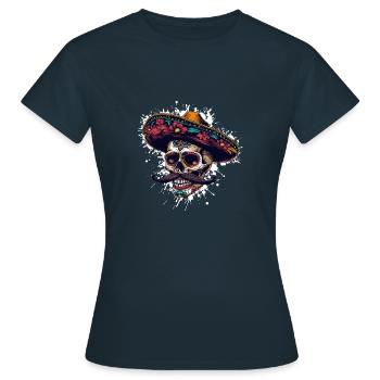 Crâne Mexicain Sombrero - T-shirt Femme - marine - Devant - AI Model Female 172 dark (172cm)