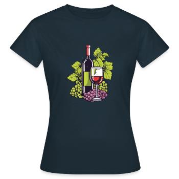 verre à vin vin raisins vin - T-shirt Femme - marine - Devant - AI Model Female 172 dark (172cm)