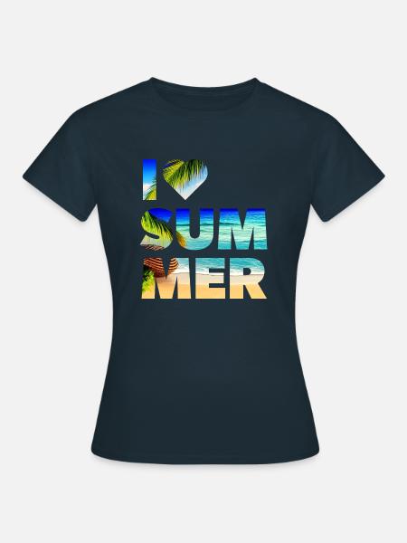 I LOVE SUMMER - Frauen T-Shirt - Navy