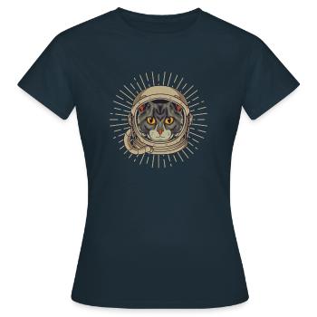 Chat Spaceman - T-shirt Femme - marine - Devant - AI Model Female 172 dark (172cm)