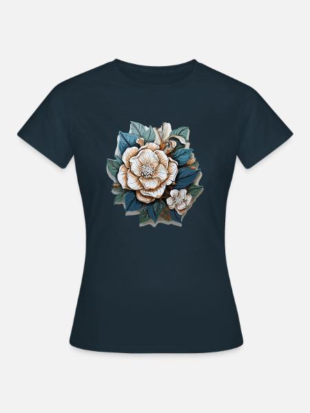White flowers - Frauen T-Shirt - Navy