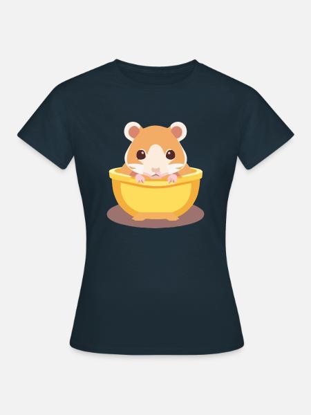 süßer Hamster in Schüssel - Frauen T-Shirt - Navy
