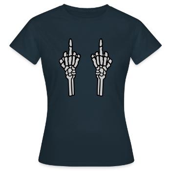 2 hands middle finger bone - Women's T-Shirt - navy - Front - AI Model Female 172 dark (172cm)
