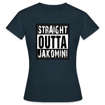 Straight outta Jakomini - Frauen T-Shirt - Navy - Vorne - AI Model Female 172 dark (172cm)