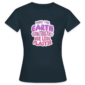 Reduce plastic - Women's T-Shirt - navy - Front - AI Model Female 172 dark (172cm)