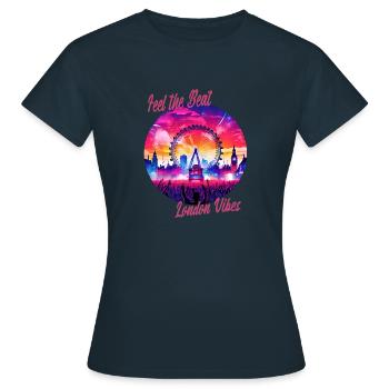 Feel the Beat - London Vibes - Frauen T-Shirt - Navy - Vorne - AI Model Female 172 dark (172cm)