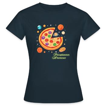 Pizza Planet Expedition - Abenteuer - Frauen T-Shirt - Navy - Vorne - AI Model Female 172 dark (172cm)