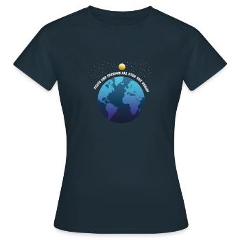 Paix, liberté partout dans le monde. - T-shirt Femme - marine - Devant - AI Model Female 172 dark (172cm)
