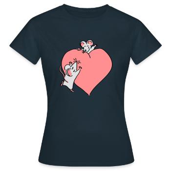 großes Herz - Frauen T-Shirt - Navy - Vorne - AI Model Female 172 dark (172cm)