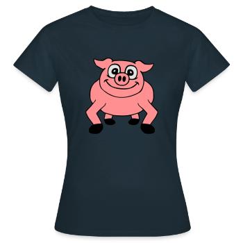 Mignon bande dessinée cochon peeps friendly - T-shirt Femme - marine - Devant - AI Model Female 172 dark (172cm)