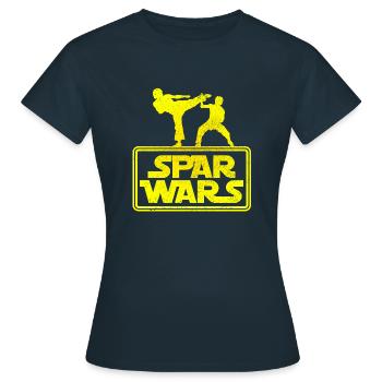 Spar Wars - Lustiges Boxer Sparring Motiv - Frauen T-Shirt - Navy - Vorne - AI Model Female 172 dark (172cm)
