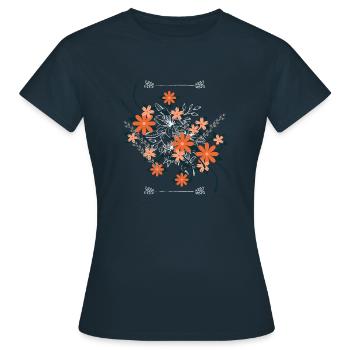 Land orange Blumen - Frauen T-Shirt - Navy - Vorne - AI Model Female 172 dark (172cm)