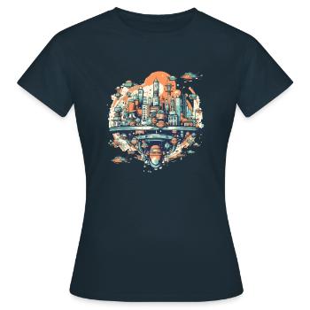 Ville futuriste - T-shirt Femme - marine - Devant - AI Model Female 172 dark (172cm)