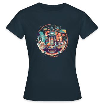 Ville futuriste - T-shirt Femme - marine - Devant - AI Model Female 172 dark (172cm)