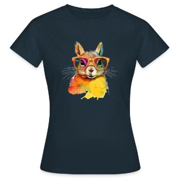 Kikki das Eichhörnchen - Frauen T-Shirt - Navy - Vorne - AI Model Female 172 dark (172cm)